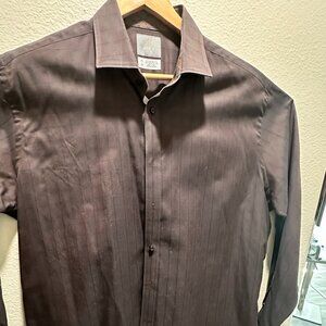 Men's Thomas Dean Long Sleeve Dress Shirt, Size XL. Brown